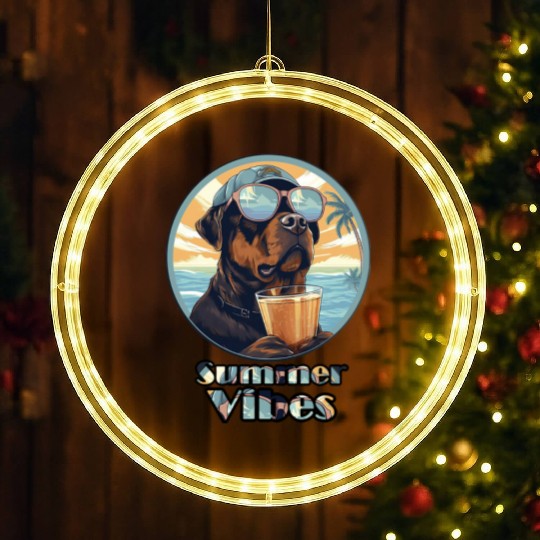 Summer Vibes Dog – Cool Beach Mood LED Christmas Window Lights