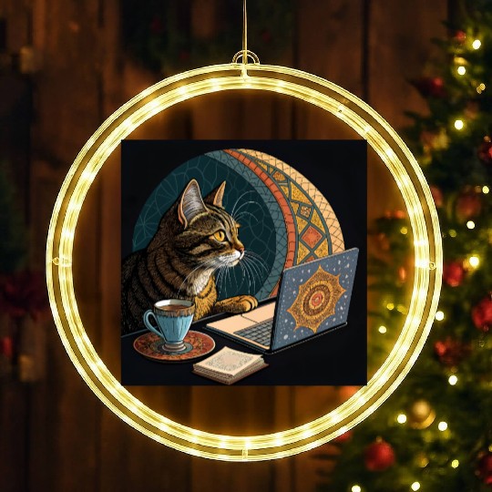 I are programmer - cool hacker cat- islamic mood LED Christmas Window Lights