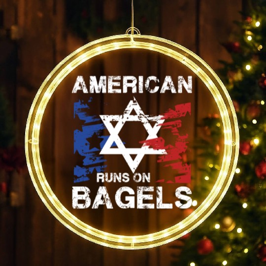 American Pride with Star and Bagel Spirit LED Christmas Window Lights