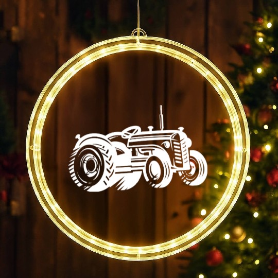 Tractor Silhouette Farmer Agriculture LED Christmas Window Lights