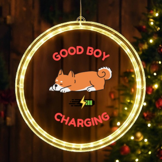 Good Boy Charging – Lazy Shiba Inu LED Christmas Window Lights