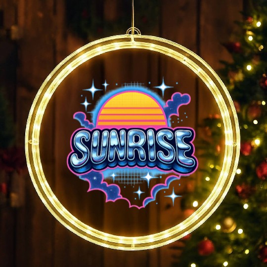 Retro Sunrise Neon Design LED Christmas Window Lights