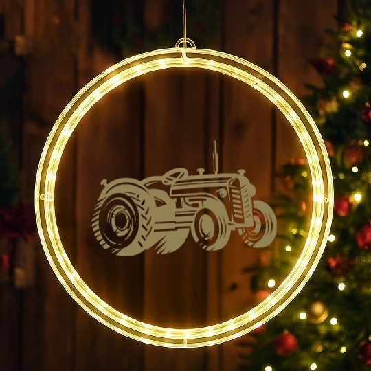Tractor Silhouette Farmer Agriculture LED Christmas Window Lights