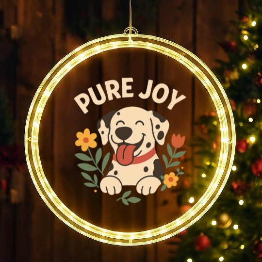Happy Dalmatian with Floral Accent LED Christmas Window Lights