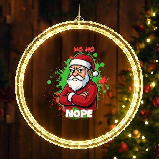 Ho Ho Nope – Grumpy Santa Art LED Christmas Window Lights