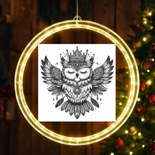 Majestic Crowned Owl Fantasy Design LED Christmas Window Lights