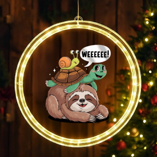 Weeeeee! Sloth Turtle Snail Fun LED Christmas Window Lights