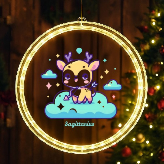 Whimsical Sagittarius Zodiac Deer LED Christmas Window Lights