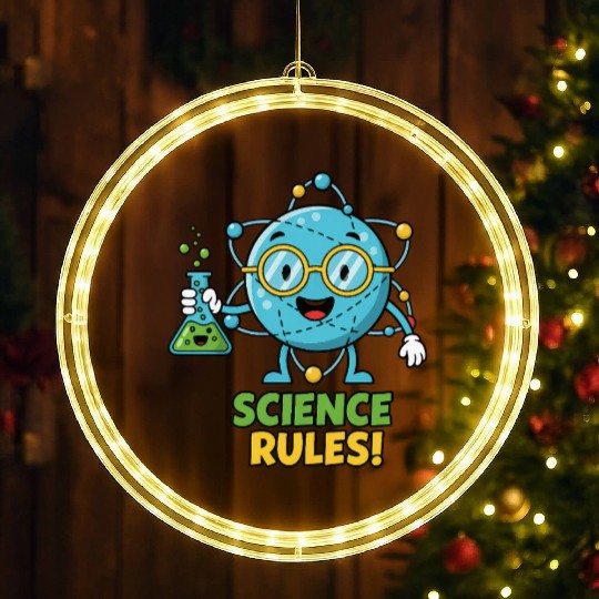 Cute Science Rocket Character LED Christmas Window Lights