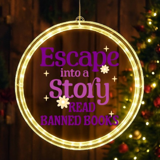 Escape Into a Story Read Banned Books LED Christmas Window Lights