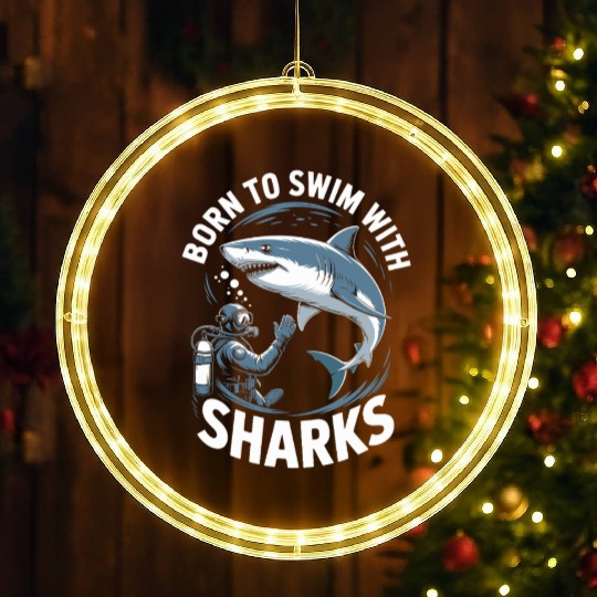 Born To Swim With Sharks Adventure Spirit LED Christmas Window Lights