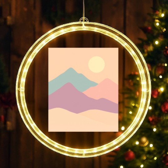 Pastel Mountain Serenity LED Christmas Window Lights