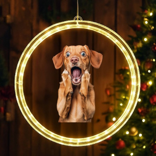 Expressive Puppy Surprise Design LED Christmas Window Lights