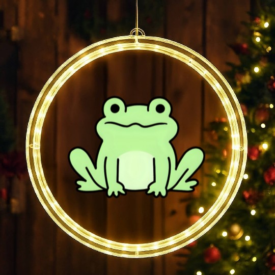 Lime Green Cartoon Frog Design LED Christmas Window Lights
