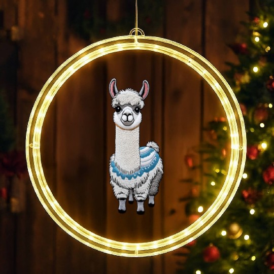 Peruvian Llama Red White National Flag Design LED Christmas Window Lights