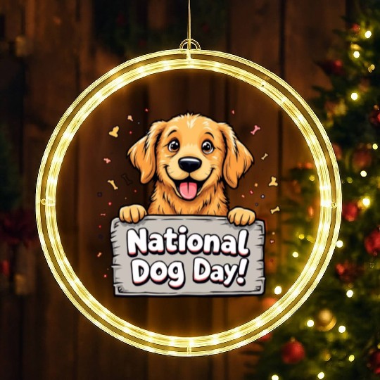 Celebratory Puppy for National Dog Day LED Christmas Window Lights