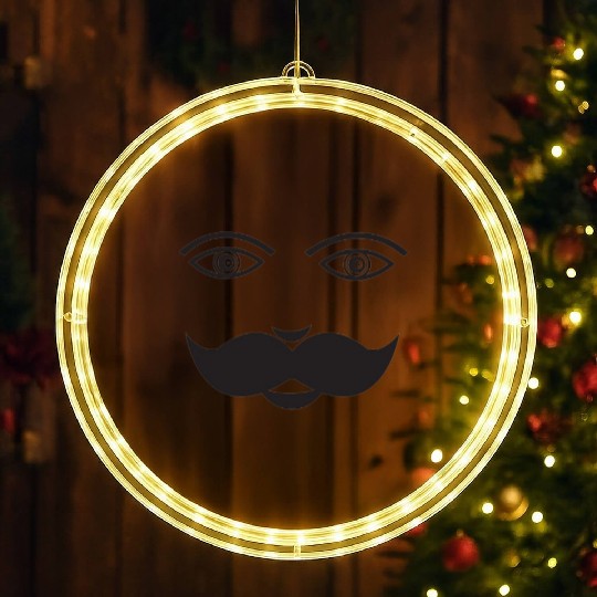 Whimsical Cat Face with Mustache Design LED Christmas Window Lights
