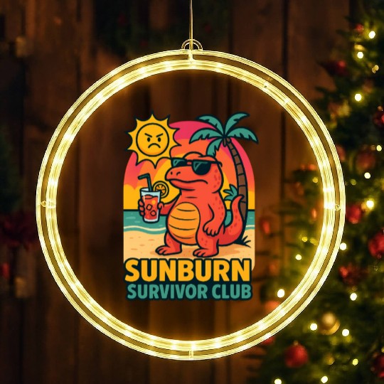 Sunburn Survivor Club Cartoon Design, Summer LED Christmas Window Lights