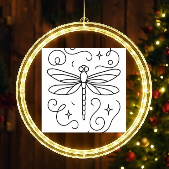 “Minimal line art dragonfly, soft curves, modern  LED Christmas Window Lights