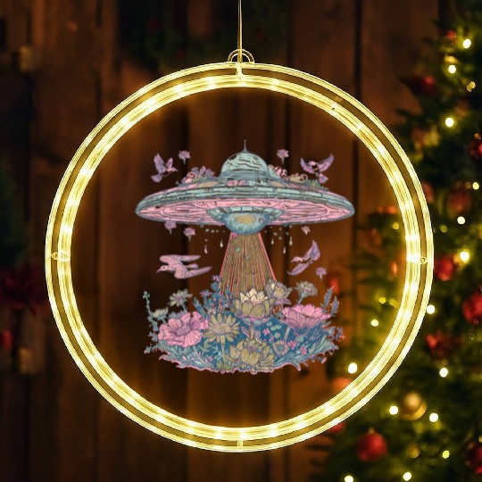 Galactic Blossom UFO Design LED Christmas Window Lights