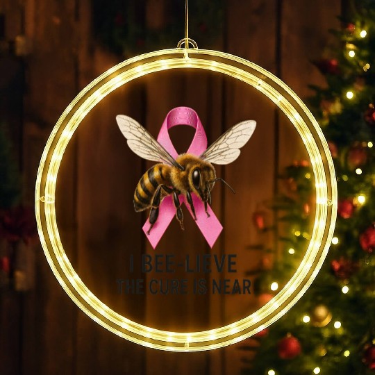 Bee-Lieve in Cure Pink Ribbon Design LED Christmas Window Lights