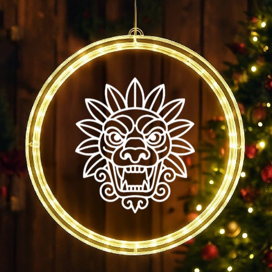 Ancient Aztec Quetzalcoatl Artwork LED Christmas Window Lights