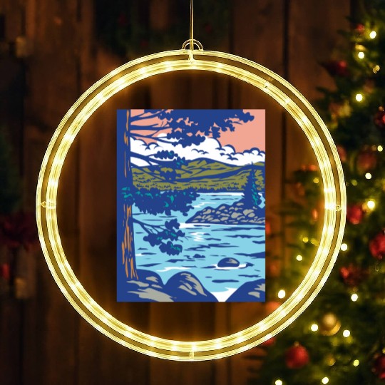 WPA Art Emerald Bay State Park in South Lake Tahoe LED Christmas Window Lights