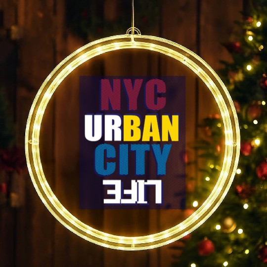 Vibrant NYC Urban City Typography life LED Christmas Window Lights