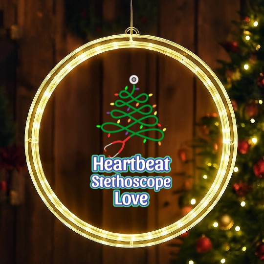 Festive Christmas Tree Heartbeat Design LED Christmas Window Lights