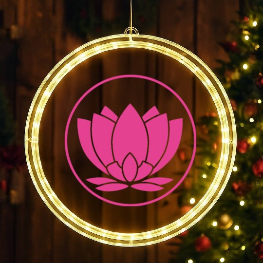 Pink Lotus Mandala Design LED Christmas Window Lights