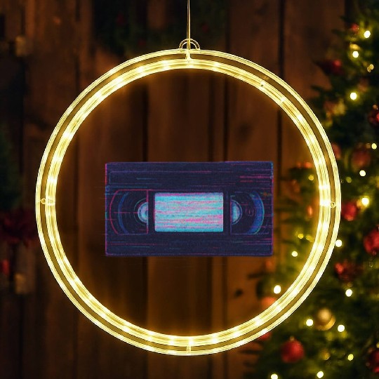 Retro VHS Tape Neon Glow Design LED Christmas Window Lights