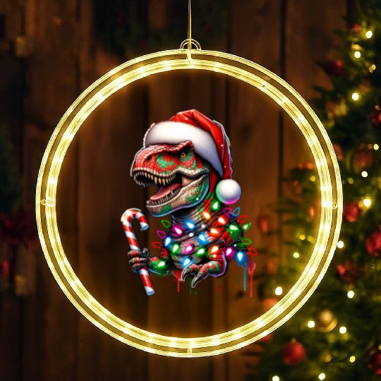 Festive Dinosaur Christmas Trolls LED Christmas Window Lights