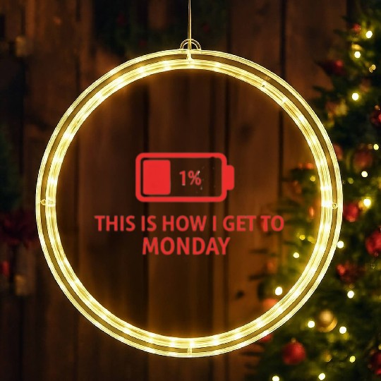Battery Icon with Monday Motivation LED Christmas Window Lights