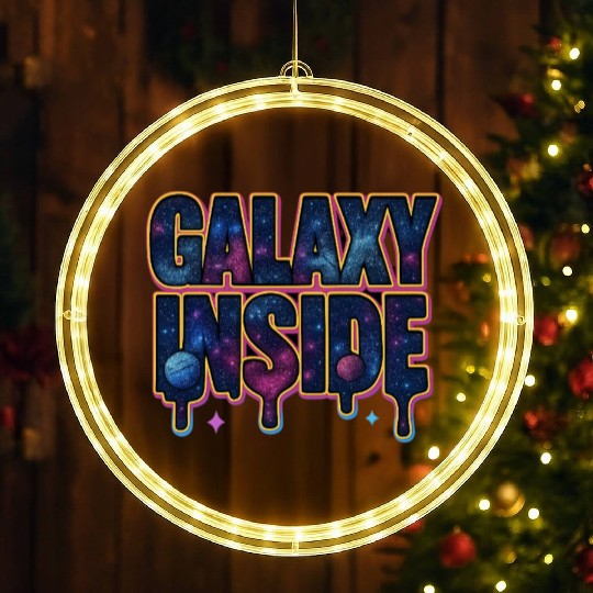 Galaxy Inside Cosmic Typography LED Christmas Window Lights