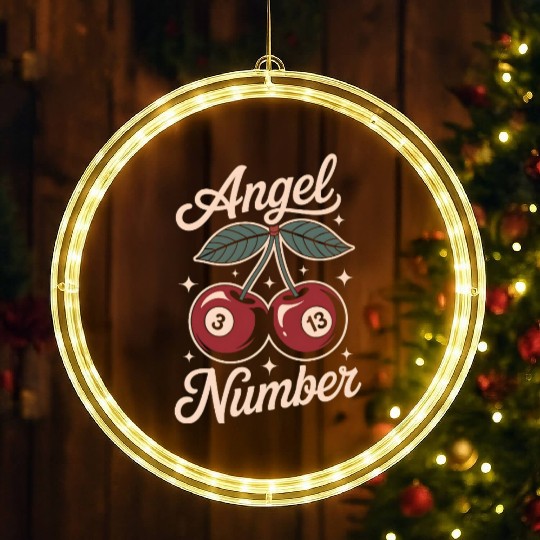 Angel Number 313 Retro Cherry Spiritual Numerology LED Christmas Window Lights