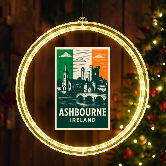 Irish Villagescape with Castle and Church LED Christmas Window Lights