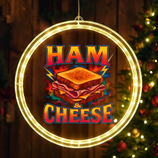 Ham And Cheese Sandwich Favorite Food Weird 90s LED Christmas Window Lights
