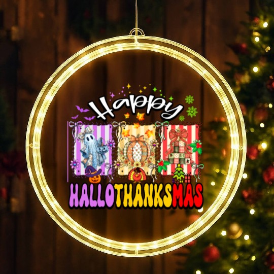 Festive Halloween Thanksgiving Collage LED Christmas Window Lights