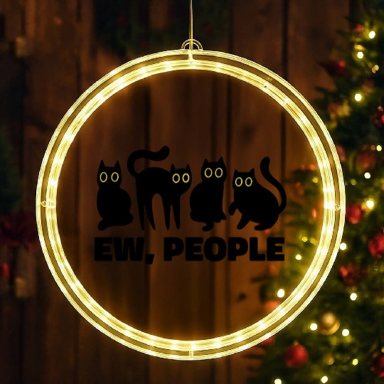 Ew People Funny Black Cats  LED Christmas Window Lights