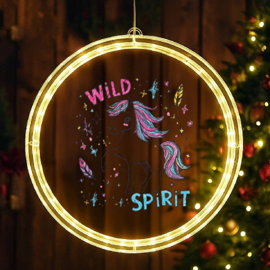 Colorful Wild Unicorn Spirit Design LED Christmas Window Lights