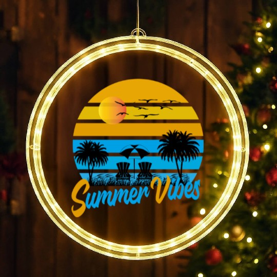 Tropical Summer Vibes Sunset Scene LED Christmas Window Lights
