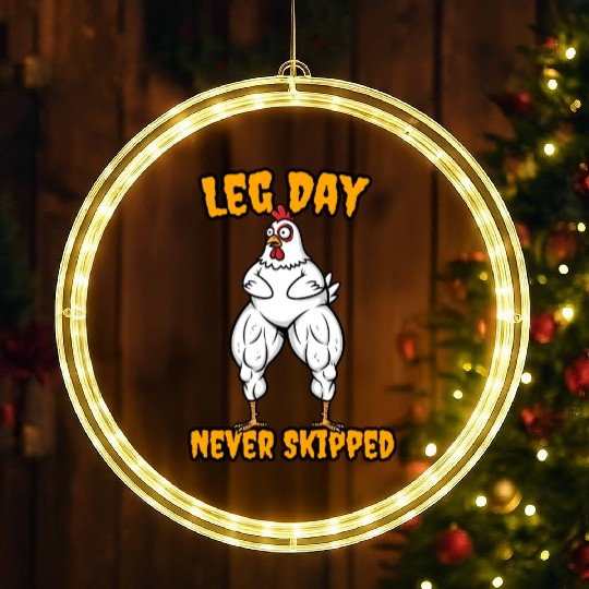 Funny Leg Day LED Christmas Window Lights | Leg Day Never LED Christmas Window Lights