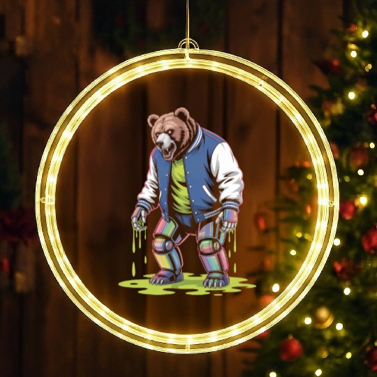 Cyber Toxic Grunge Bear Streetwear Futuristic LED Christmas Window Lights