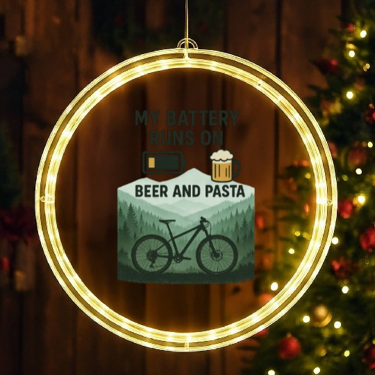 Battery Icon with Beer and Pasta Theme LED Christmas Window Lights