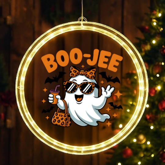 Boo-Jee Ghost Cute Leopard Print Halloween Boojee LED Christmas Window Lights