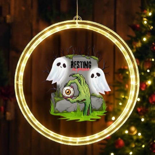 Spooky Graveyard with Ghosts and Eye LED Christmas Window Lights
