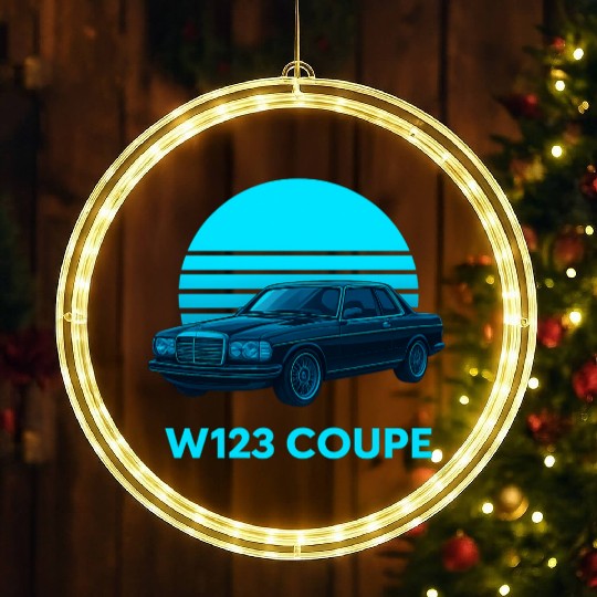 Black W123 Coupe – Neon Retro 80s Style Automotive LED Christmas Window Lights