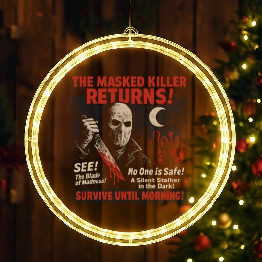 Masked Killer Returns Slasher Movie Poster Vintage LED Christmas Window Lights