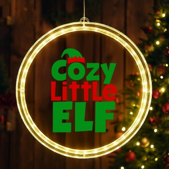 Cozy Little Elf Christmas Design LED Christmas Window Lights