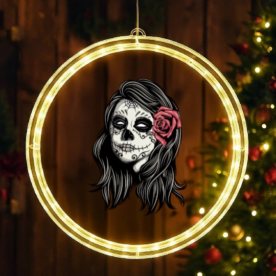 Santa Muerte Holy Woman LED Christmas Window Lights